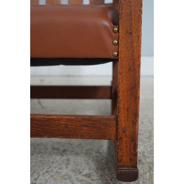 Antique L&jg Stickley Leather Seat Rocking Chair For Sale - Image 9 of 18