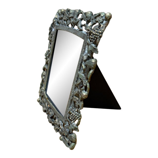 Intricate Floral and Vine Design Pewter Picture Frame Art Nouveau For Sale
