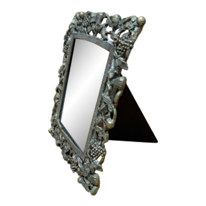 Intricate Floral and Vine Design Pewter Picture Frame Art Nouveau