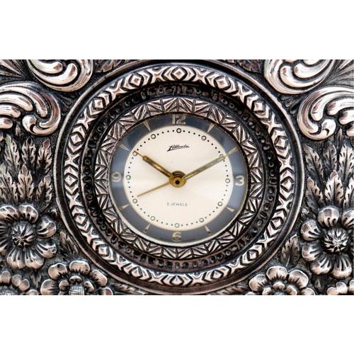 Wood Tabletop Regulator and Alarm Clock in Rosewood For Sale - Image 7 of 8