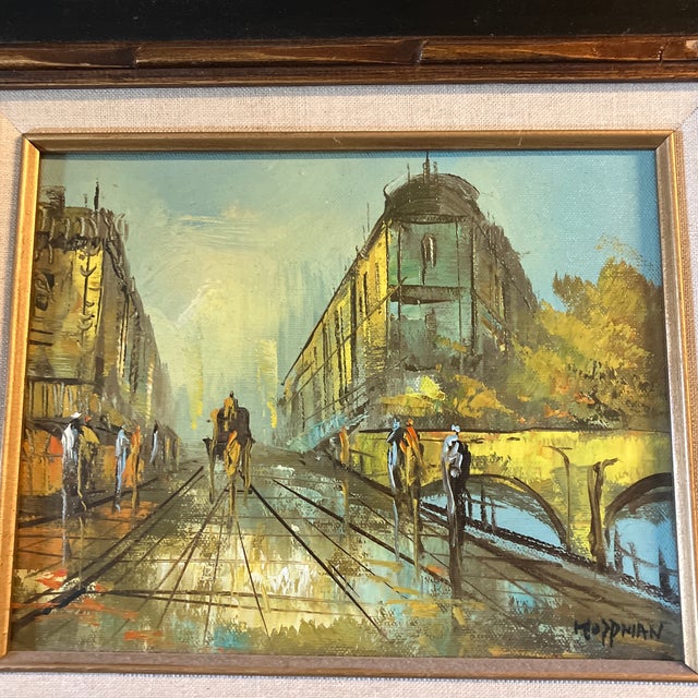 Original 8 x 10 painting on stretched canvas signed bottom right Overall size with original frame with aged linen liner is...