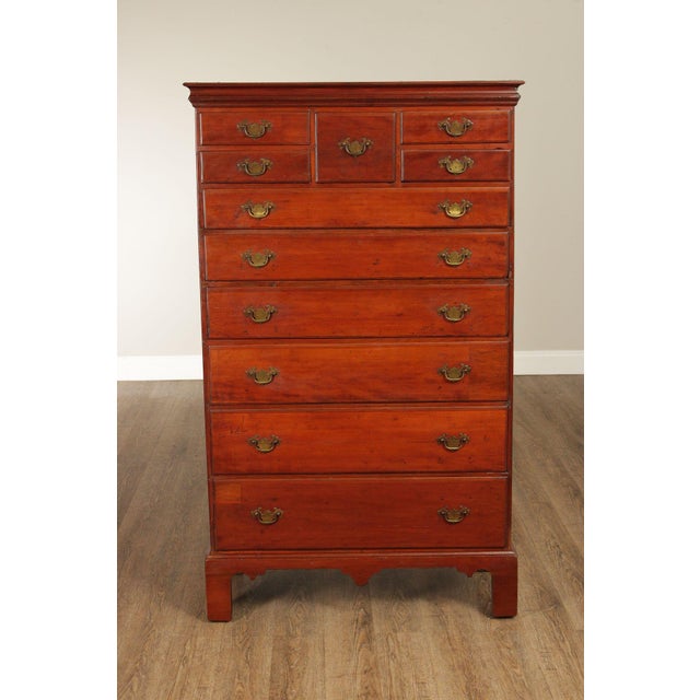 Antique American Chippendale Period Cherry Tall Chest Of Drawers For Sale - Image 13 of 18