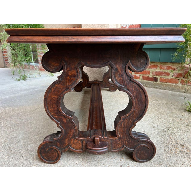 Antique French Coffee Table Carved Oak Bench Baroque Window Hall Seat C1900. For Sale - Image 16 of 18