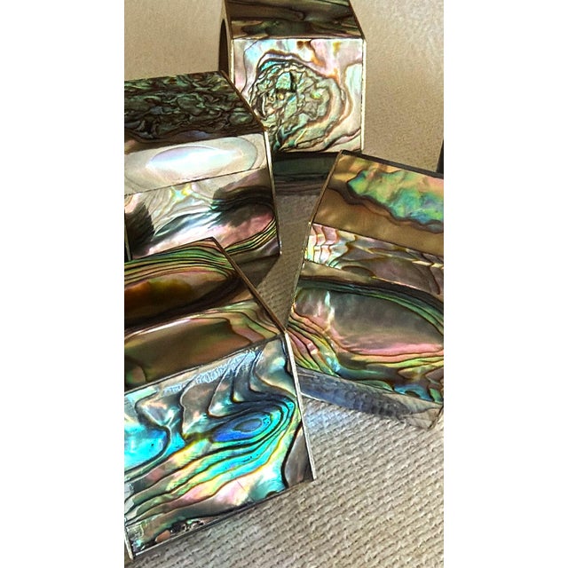 Vintage Mexican artisan napkin rings feature a substantial wide-band hexagonal design crafted from Alpaca (copper-nickel-...
