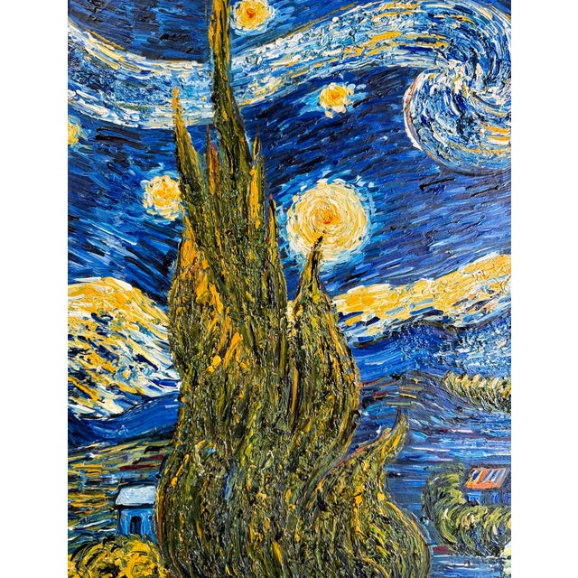 Late 20th Century Late 20th Century Oil on Canvas After Van Gogh “The Starry Night” For Sale - Image 5 of 16