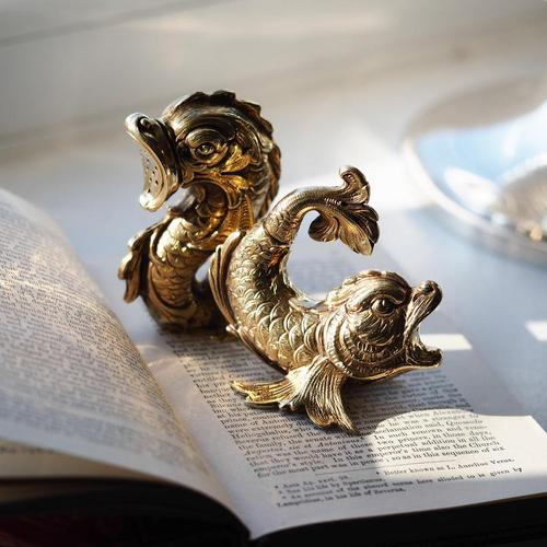 Sterling Silver Gilt Salt and Pepper Fish or Dolphin Shakers, Set of 2 For Sale - Image 15 of 18