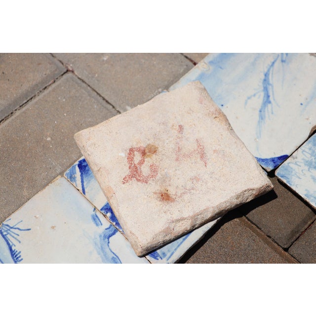 18th Century Portuguese Hand-Painted Baroque Landscape Tiles Featuring Figure Drapery & Scenic Elements, Set of 6 For Sale - Image 9 of 9