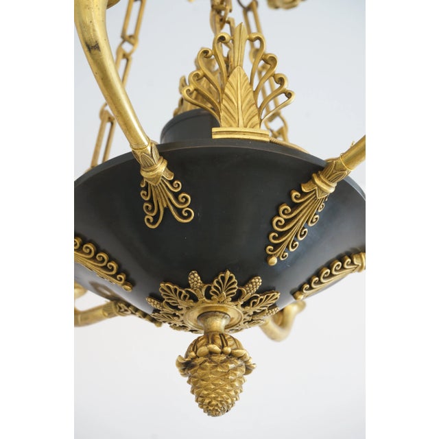 Black Antique French Empire Chandelier in Patinated Bronze and Gold Dore For Sale - Image 8 of 13