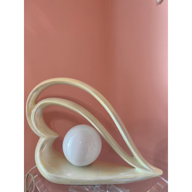 Art Deco Revival Ceramic Heart Lamps - a Pair