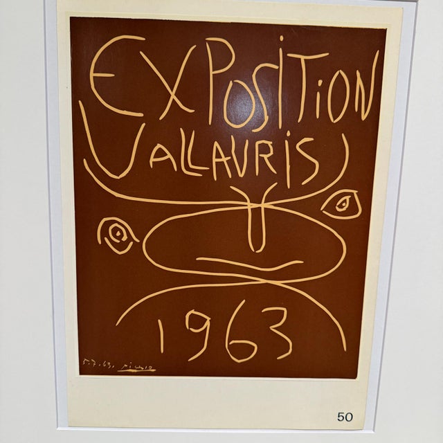 AMBIANIC presents Pablo Picasso Exposition Vallauris 1963 16 x 20 art 9.25 x 11.5 Original unrestored vintage condition...