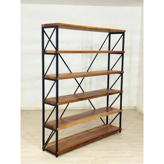 Contemporary Mid-Century Modern Walnut Bookcase For Sale - Image 3 of 10