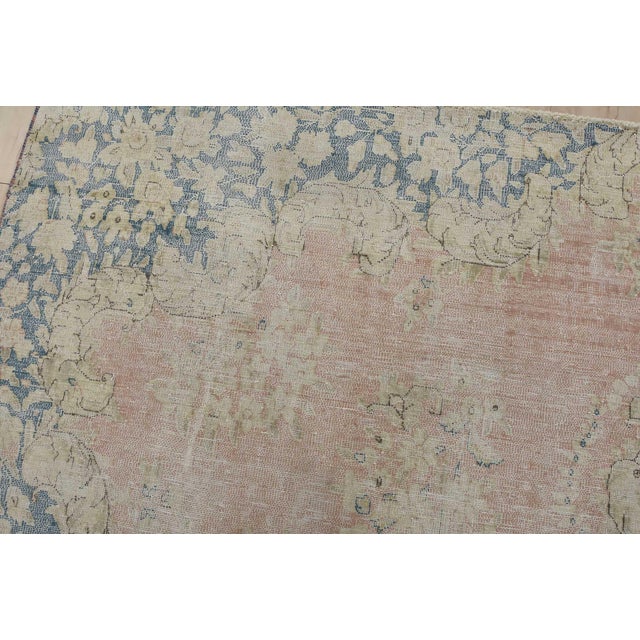 Textile Kerman Rug 7’11” X 11’7” Pink Wool Vintage Distressed Hand-Knotted Carpet For Sale - Image 7 of 15