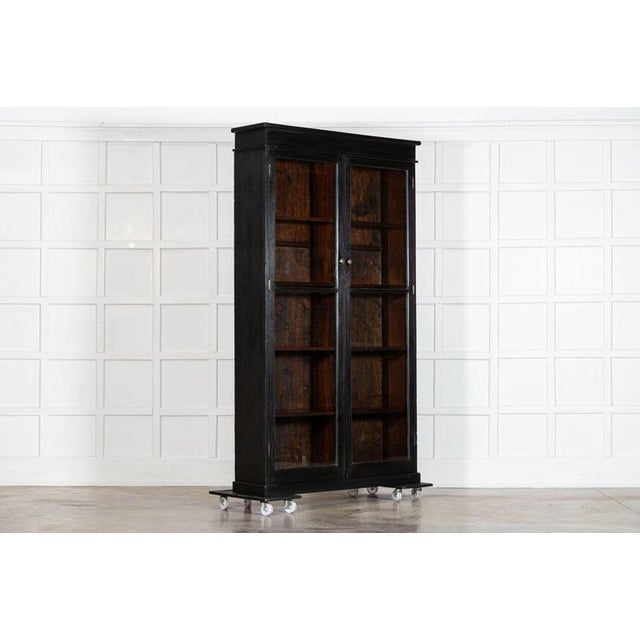 19th Century English Oak Glazed Bookcase Cabinet, 1890 For Sale - Image 4 of 16