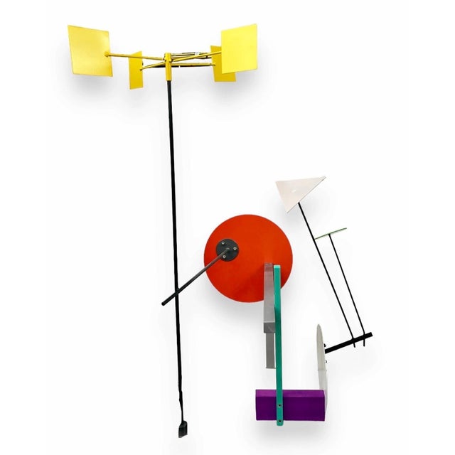 Peter Shire, Post Modernist Color Pop Art Sculpture Memphis Milano Peter Shire LA Metal Art, 1989 For Sale