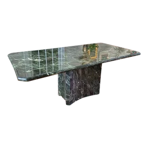 Large 1970s Italian Green Verde Marble Stone Rectangular Pedestal Dining Table or Conference Table