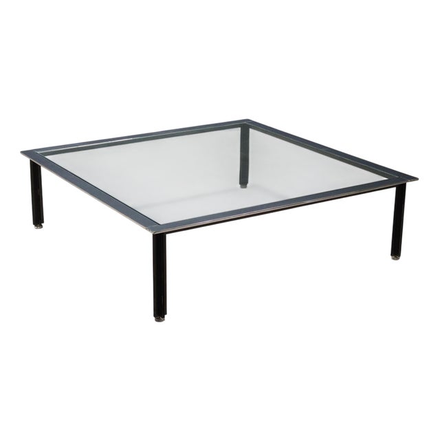 Fasce Cromate Coffee Table in Glass and Steel by Luigi Caccia Dominioni for Azucena, 1970s For Sale