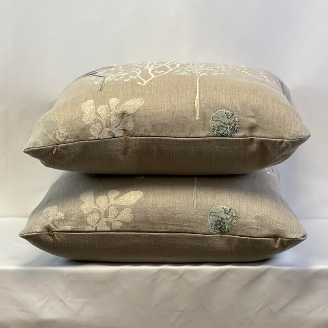 2020s Nobilis “Echappe Belle” Embroidered Linen 20” Pillows - A Pair For Sale - Image 5 of 5