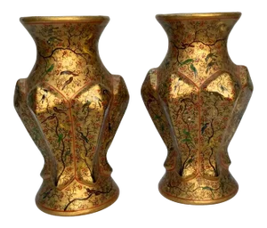 Vintage Indian Hand Painted Vases . - a Pair