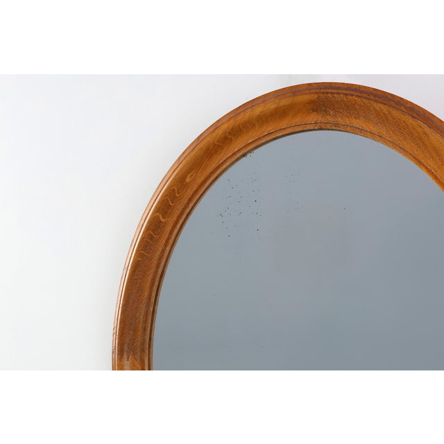 Mid-Century Modern Mid-Century Oval Oak Mirror, Belgium, 1950s For Sale - Image 3 of 11