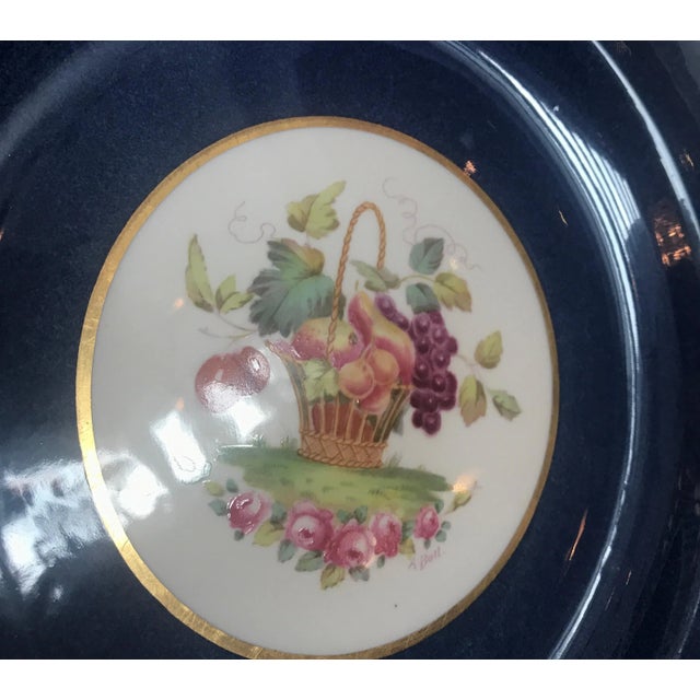 Blue Antique Copeland Spode for Tiffany & Co. English Hand-Painted Service Plates- Set of 8 For Sale - Image 8 of 11