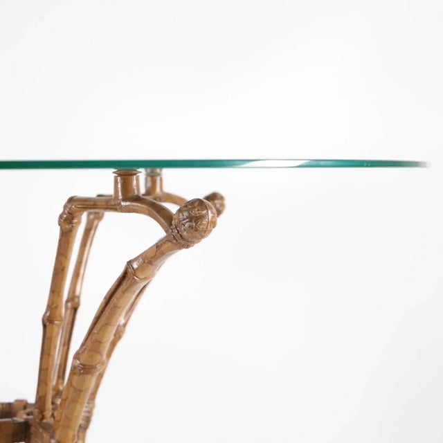 Brass Painted Faux Bamboo Side Table, 1970s For Sale - Image 10 of 12