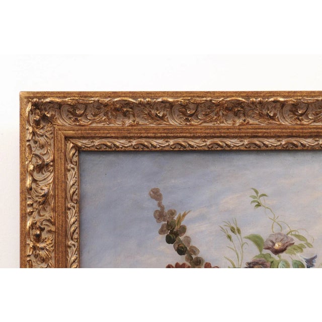 Brown 19th Century French Floral Still Life Oil Painting, Framed For Sale - Image 8 of 11