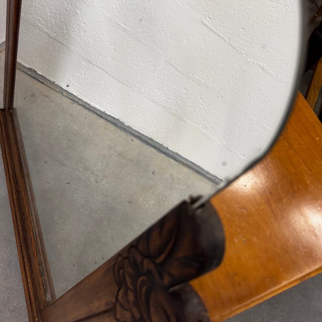 French Art Deco Oak Mirror, 1930s For Sale - Image 9 of 18