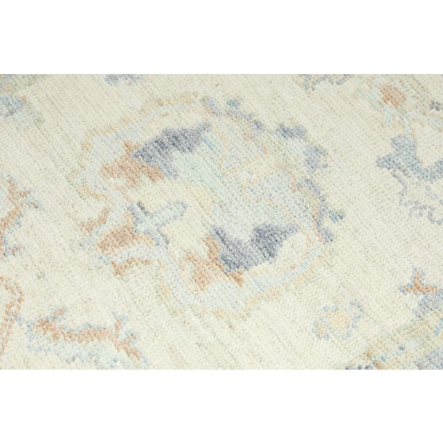 Early 21st Century Silver Gray Field Multicolor Handwoven Turkish Oushak Rug 4' X 6'2" For Sale - Image 5 of 6