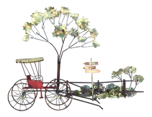 1974 Curtis Jeré Metal Carriage at Crossroads Sculptural Wall Art, Signed