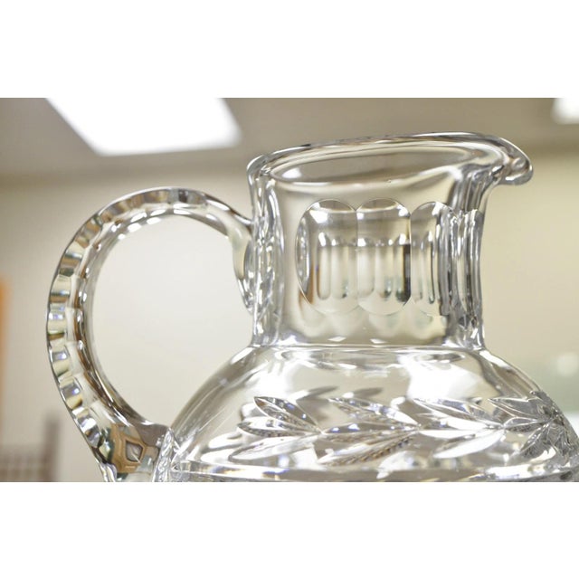 Victorian Vintage Victorian Style Leah Pattern Cut Crystal Glass Water Pitcher by Galway For Sale - Image 3 of 11