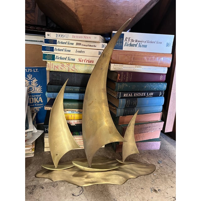 Metal Mid Century Brass Sailboats For Sale - Image 7 of 7