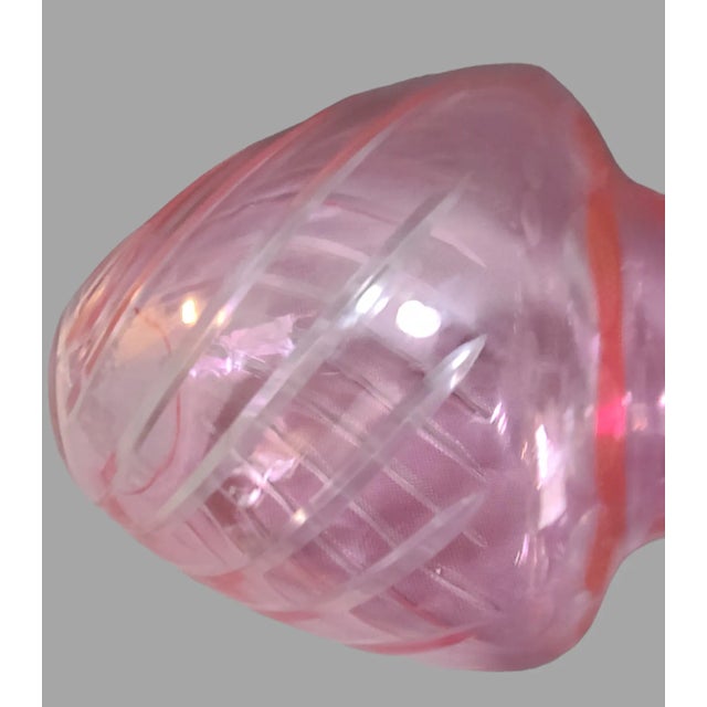 Vintage Czech Bohemian Cut to Clear Pink Glass Vase For Sale - Image 6 of 6