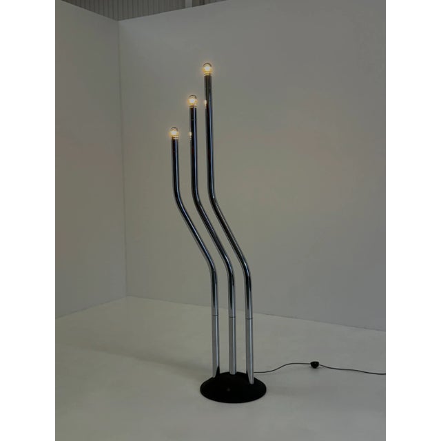 Tubular Chrome Frame Floor Lamp attributed to Goffredo Reggiani, 1970s For Sale - Image 7 of 12