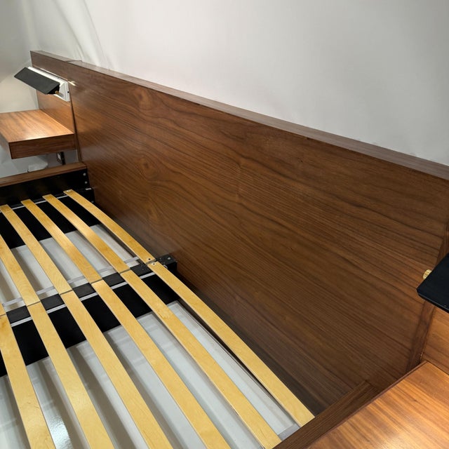 Custom Contemporary King Bed in Walnut Wood-Designed by Ambianic For Sale - Image 15 of 18