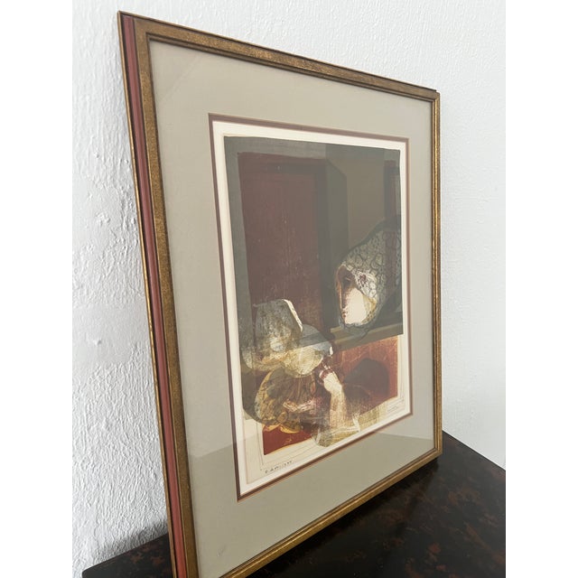 1980s Sunol Alvar “Woman Holding Dove” Signed Limited Edition Lithograph – Framed For Sale - Image 4 of 8
