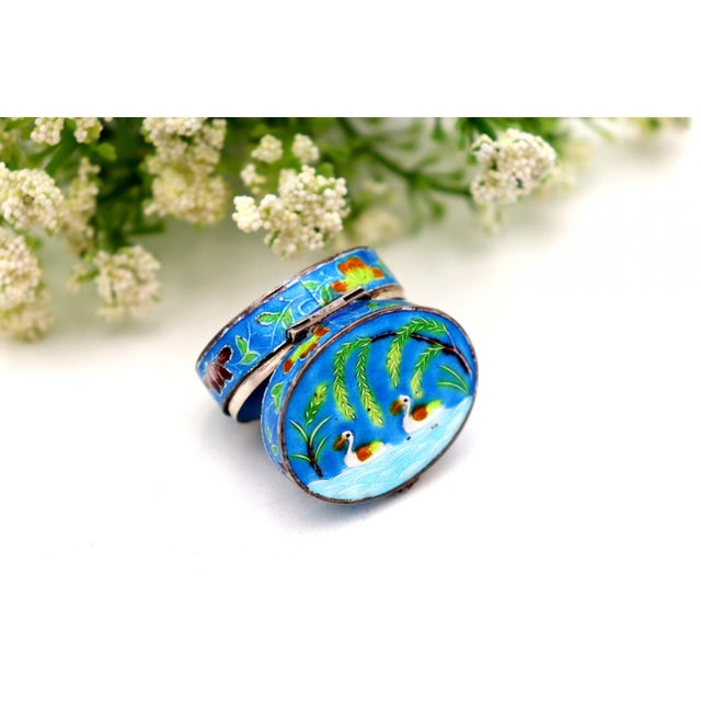 Enameled Silver Pill Box For Sale - Image 6 of 6