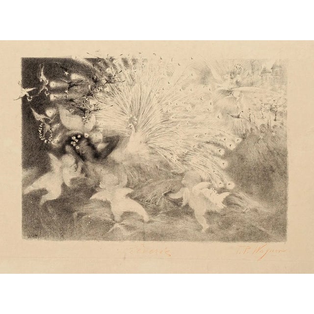 Reverie (Dream) - Original Lithograph by Théo P. Wagner - 1870s 1870s For Sale