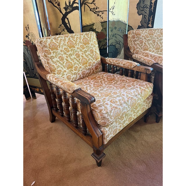 Vintage 1970s Mediterranean Living Room Set With Sofa, Chair & Ottomans For Sale - Image 10 of 14