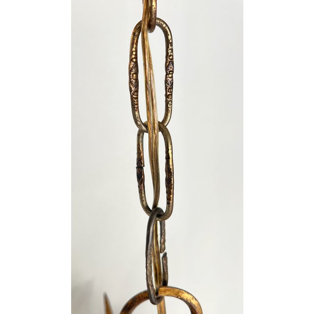 Pair of Italian Gothic Revival Hand Forged Gilt Lanterns For Sale - Image 10 of 14