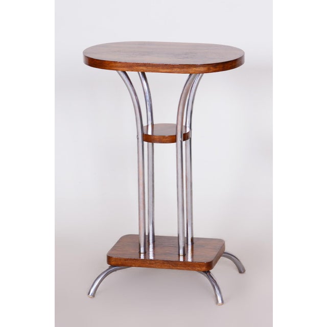 Art Deco Pedestal in Walnut & Chrome, France, 1930s For Sale - Image 10 of 11