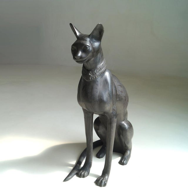 Large Vintage Egyptian Revival Cat Sculpture, 1970s For Sale - Image 12 of 18