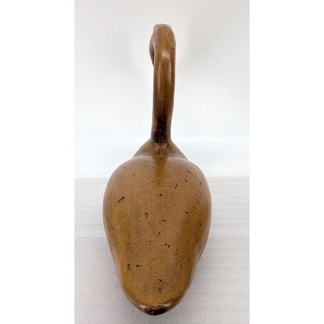 Wood 27" Decoy Wooden Swan – 1970s Oversized Sculpture Americana Hand-Carved Folk Art For Sale - Image 7 of 7