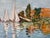 Wood 1960's Marie Hendrich Ozon " Yacht Races at Argenteuil " Oil on Canvas Painting After Monet Sold For Sale - Image 7 of 12
