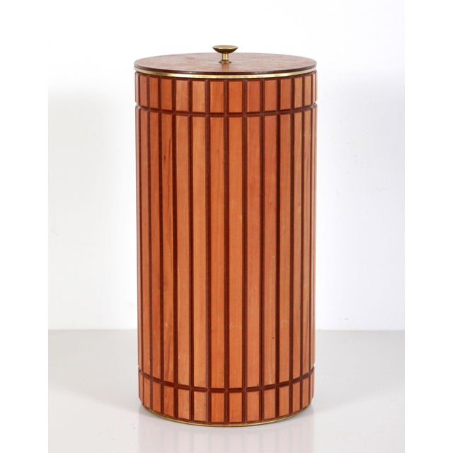 Mid Century Modern Walnut Trash Can / Waste Bin With Lid Chairish