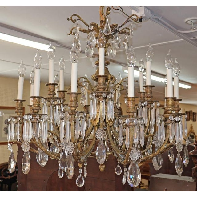 Glass Early 20th Century French Louis XV Style Bronze and Crystal Chandlier 30 X 30 For Sale - Image 7 of 18