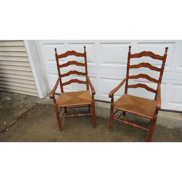Vintage Rush Ladderback Kitchen Dining Room Chairs For Sale - Image 6 of 10