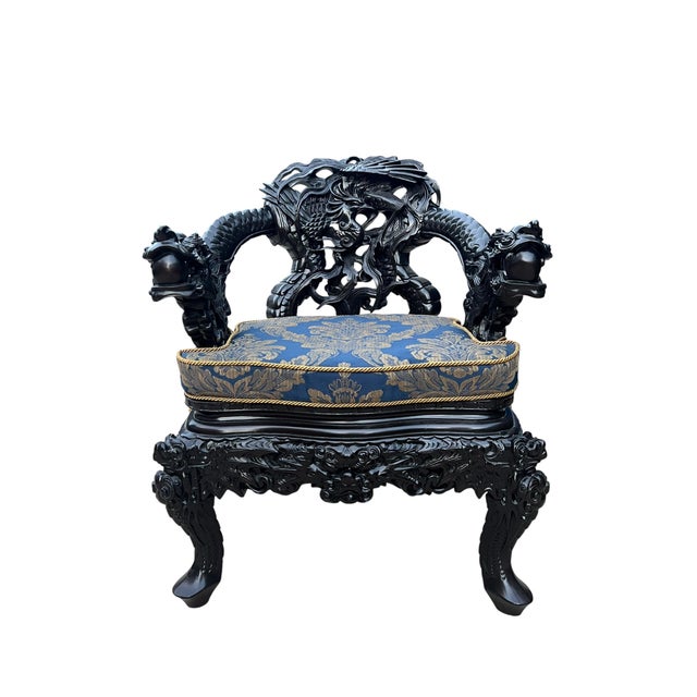 Pair of Vintage Asian Dragon Armchairs Made in Ishizuka For Sale - Image 12 of 17