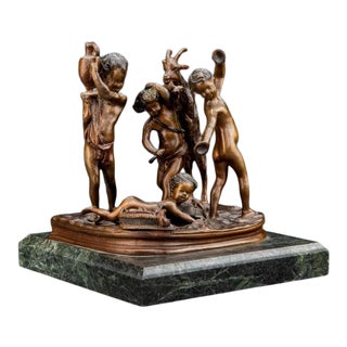 Antique French Clodion Signed Patinated Bronze Sculpture For Sale