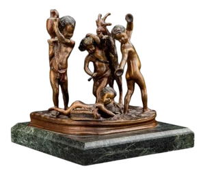 Antique French Clodion Signed Patinated Bronze Sculpture