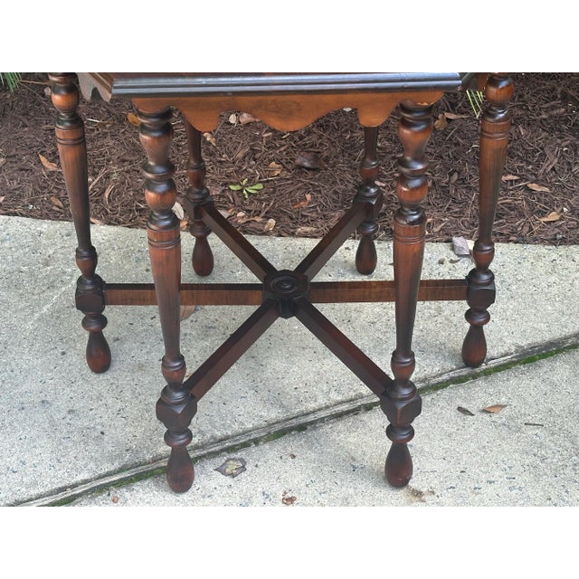 Early 20th Century Walnut Jacobean Style Occasional Center Table With Fancy Apron For Sale - Image 5 of 12
